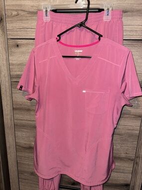 Scrubstar Pink V-Neck Scrub Top and Pants